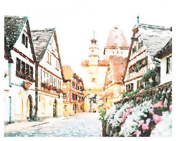 ⛰Fliesenmalerei【Rothenburg ob derTauber】 Rothenburg ob der Tauber - Fine Art | Dowdle Folk Art