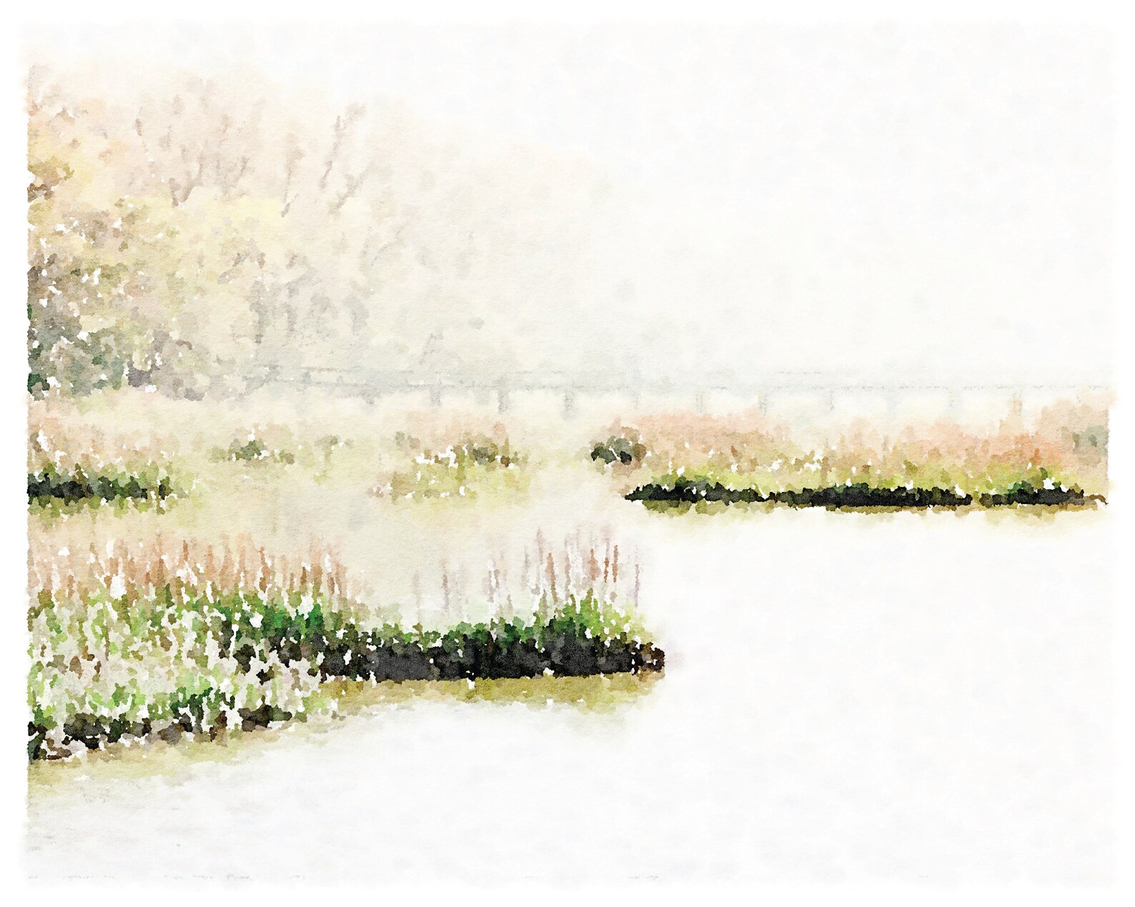 Marsh Landscape Watercolor Painting Digital Printable Neutral | Etsy