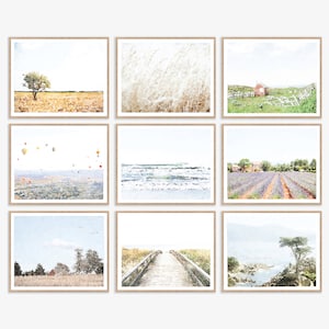 Landscape Watercolor Paintings Set of 9 Wall Art Prints Download, Grass Sea Balloons Ocean Beach Lavender Barn Coast 8x10, 11x14, Bestseller