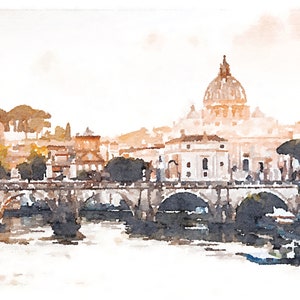Set of 4 Rome Italy Prints, Digital Download, Watercolor Wall Art ...