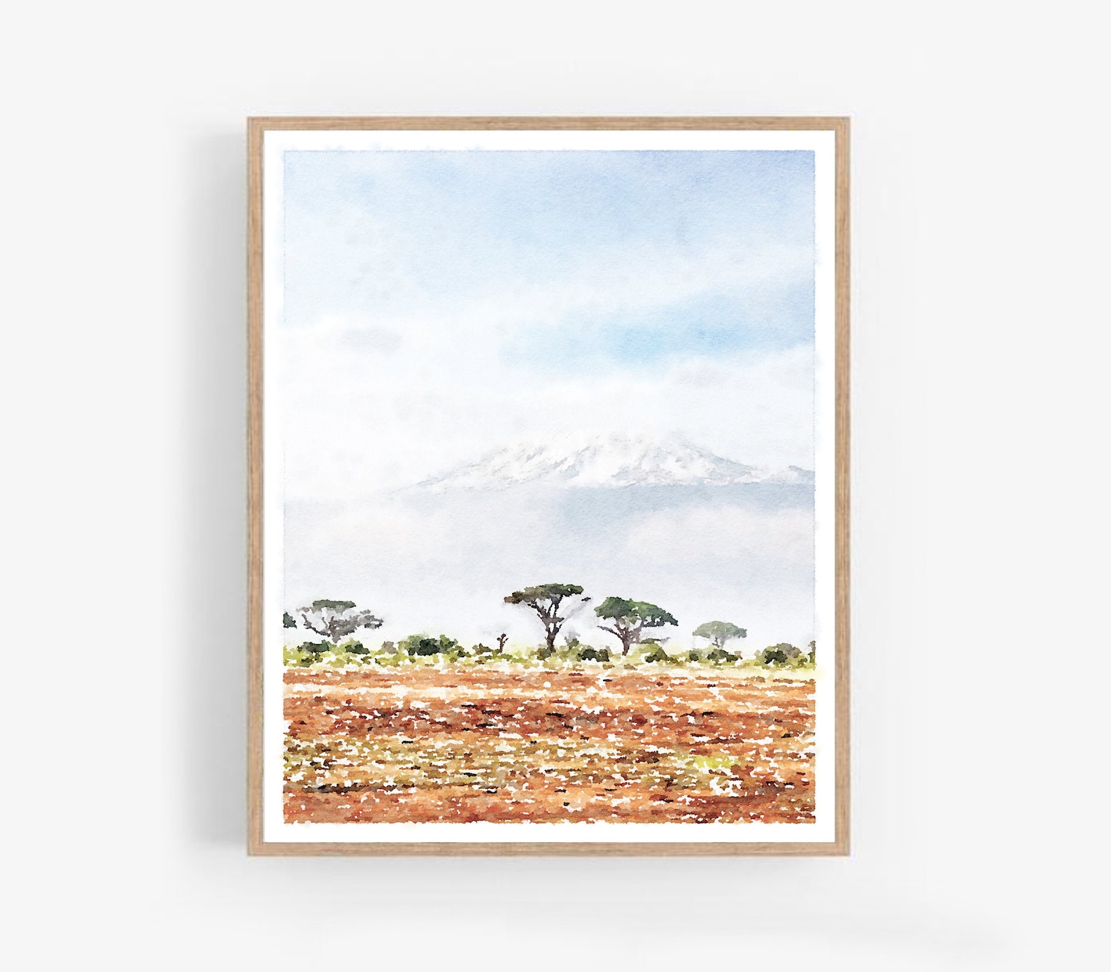African Landscape Wall Art Watercolor Print Digital Download Etsy