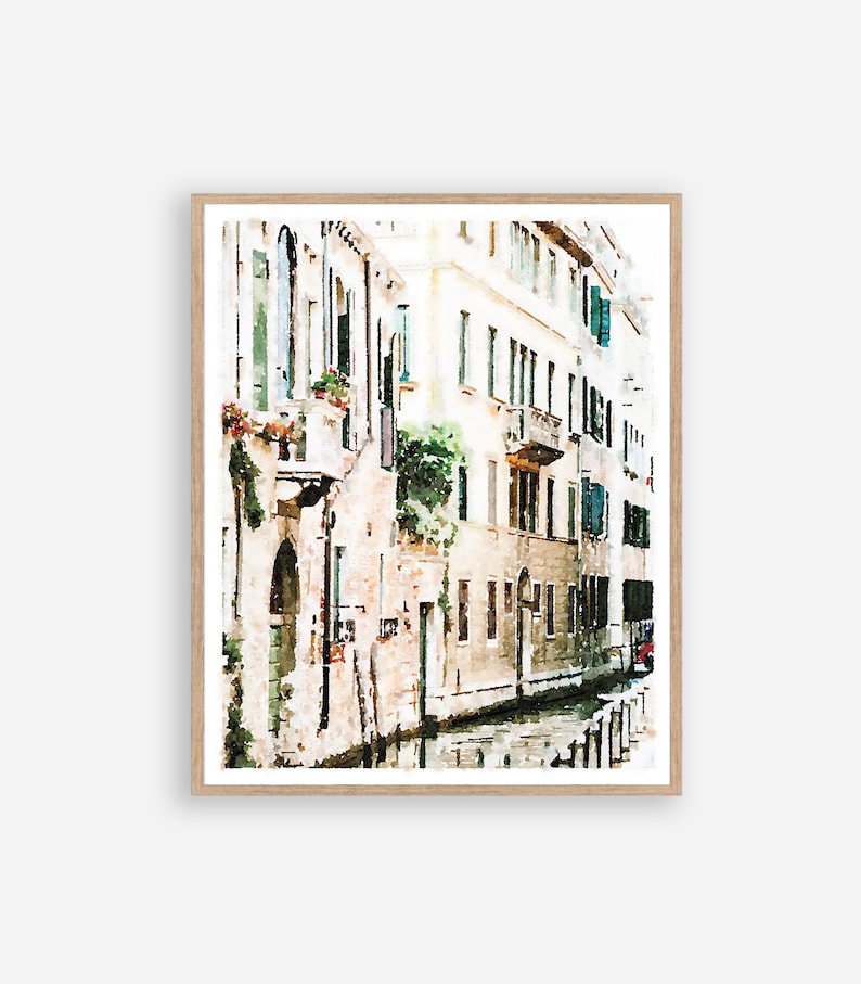 11x14 8x10 Venice Italy Canal Watercolor Wall Art Digital Download Photography Painting 5x7 16x20 18x24 Neutral Building Street Print