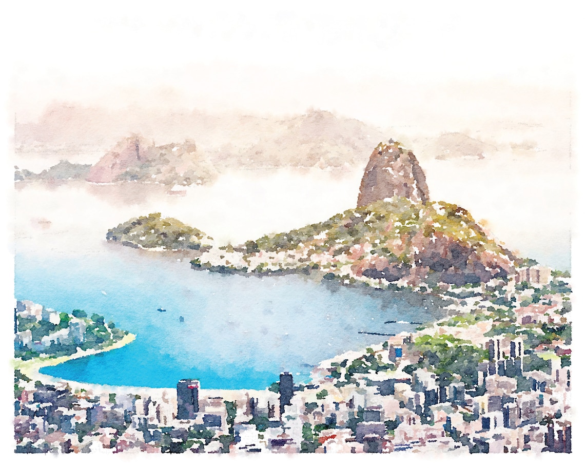 Rio De Janeiro Brazil Watercolor Painting Digital Printable Etsy