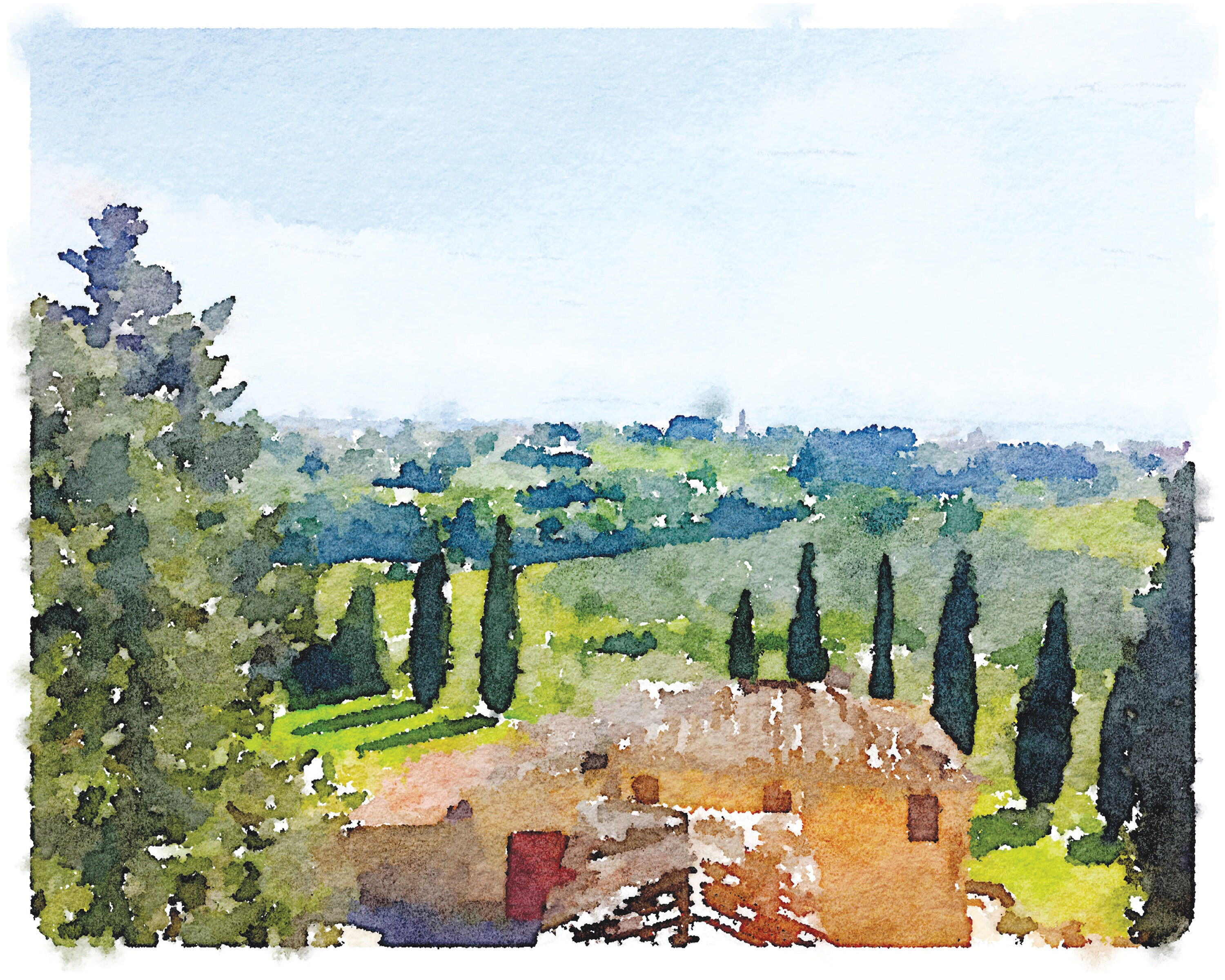 トスカーナ イタリア 風景 水彩画 ウォールアート デジタル印刷