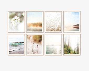 Calming Beach Nature Watercolor Paintings Gallery Wall Art Set of 8 Digital Download Printable Blue Brown Art Prints Bundle 8x10, 11x14