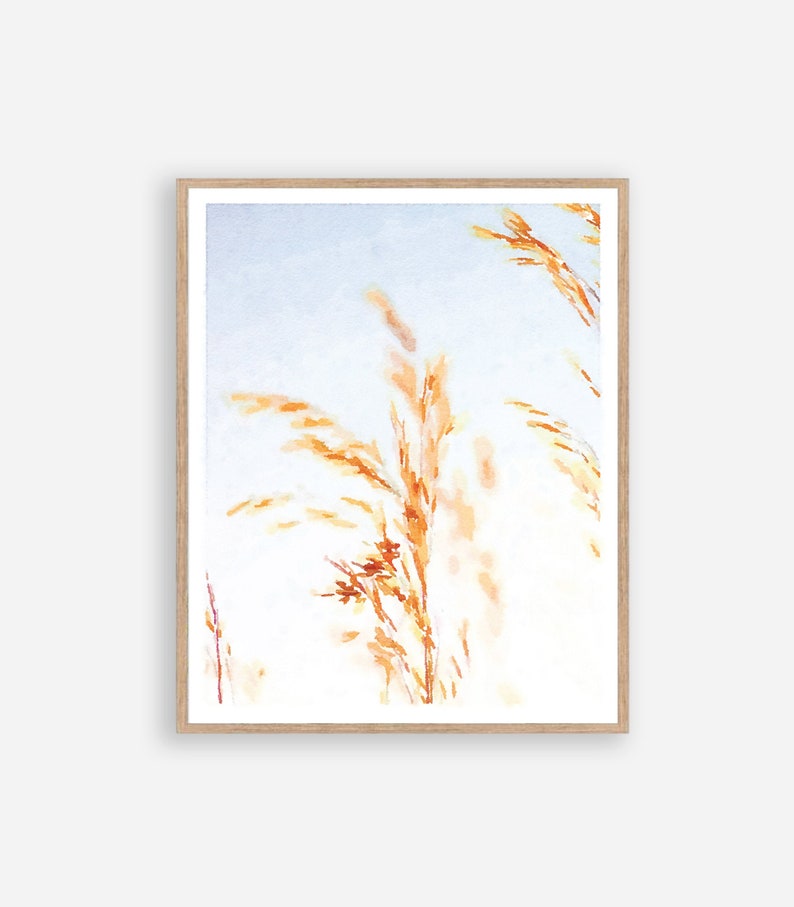 Neutral Botanical Wall Art Wheat Grass Watercolor Painting | Etsy