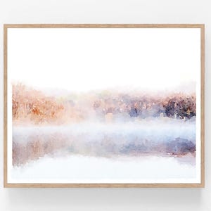 Abstract Lake Landscape Painting Neutral Wall Art Digital Download Printable, Modern Decor, Watercolor Print 5x7, 8x10, 11x14, 16x20, 18x24