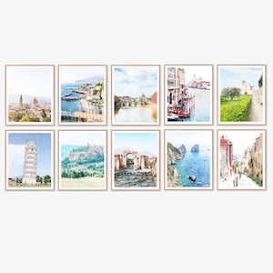 Best of Italy Cities Tour Gallery Wall Art Set of 10 Download, Europe Travel Prints, Florence Rome Sorrento, Capri Naples Pompeii 5x7, 8x10