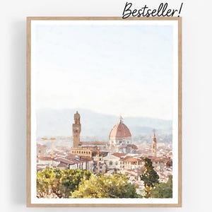 フィレンツェ イタリア 都市景観 ウォールアート デジタル印刷可能、ニュートラルイタリアンプリント ホームデコレーション、ドゥオーモ スカイライン ペインティング 5x7、8x10、11x14、16x20、18x24