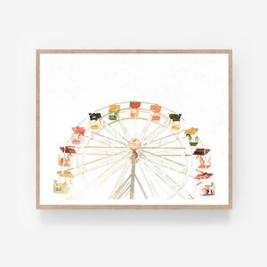 Large Poster Sizes Ferris Wheel Watercolor Print Digital Download, Neutral Wall Art Carnival Ride Playroom 11x14, 16x20, 18x24, 24x36, 30x40 image 5