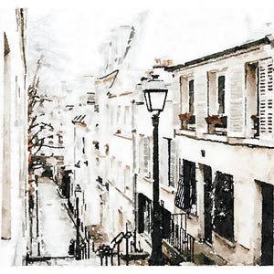 Parisian Decor Paris France Print Digital Download, Black White French Poster, Architecture Street Buildings 5x7, 8x10, 11x14, 16x20, 18x24 image 5