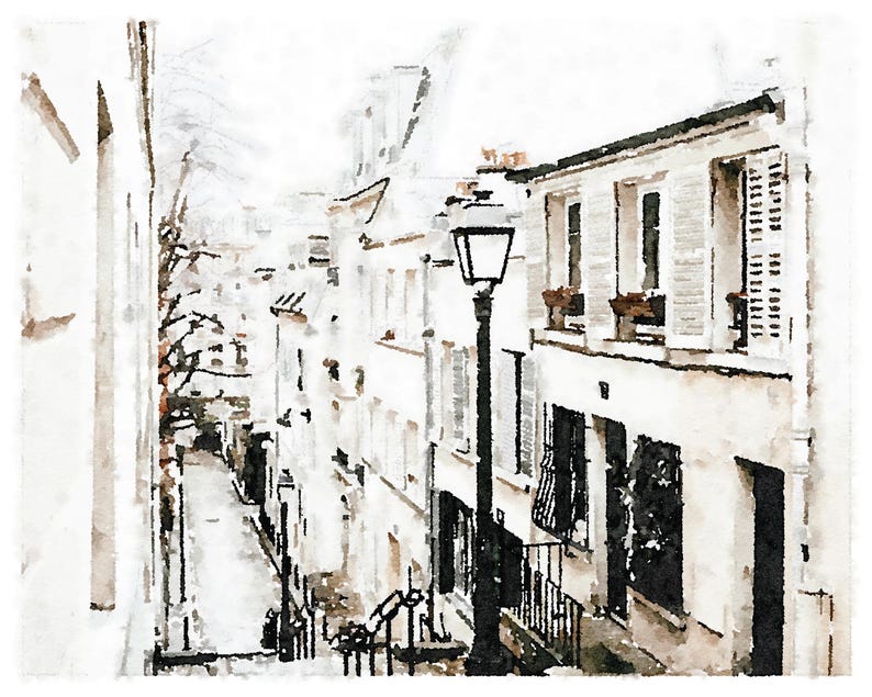 Parisian Decor Paris France Print Digital Download, Black White French Poster, Architecture Street Buildings 5x7, 8x10, 11x14, 16x20, 18x24 image 5
