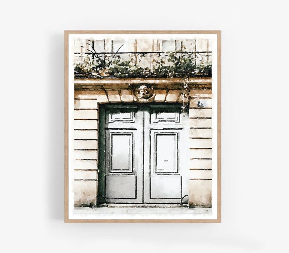 Paris Watercolor Old Door Wall Decor Digital Download - Etsy