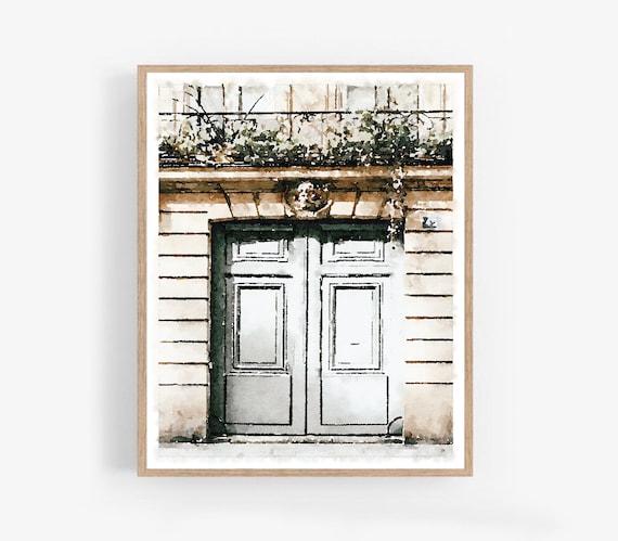 Paris Watercolor Old Door Wall Decor Digital Download - Etsy