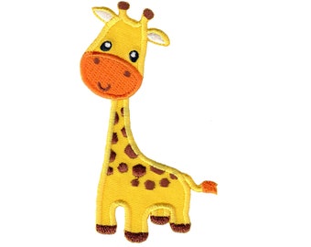 Giraffe Head Childs Embroidered Iron On Patch 4.5 Inch