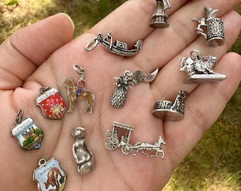 Breloques vintage en argent, breloques en ton argent sterling et ton argent pour bracelets