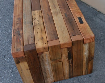 Reclaimed Wood Bench / Coffee Table | TimeWorn Box Joint Design