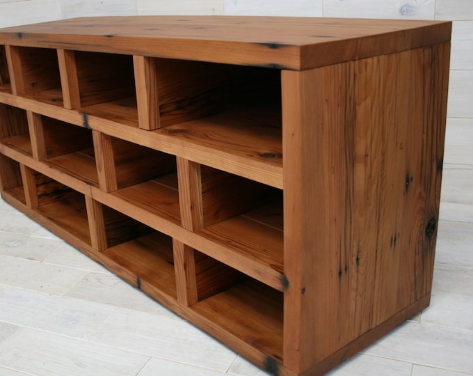 Reclaimed Redwood Shoe Storage Bench | Passage Design