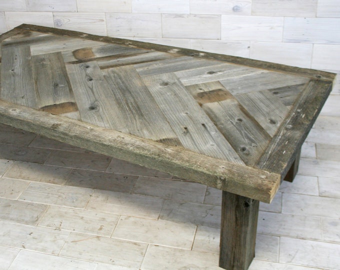 Coffee Table Reclaimed Barn Wood | Herringbone Design | choose your size