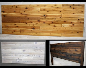 Reclaimed Cedar Wood Hanging Headboard or Headboard with Posts  |  all sizes  |  Remilled Staggered Design