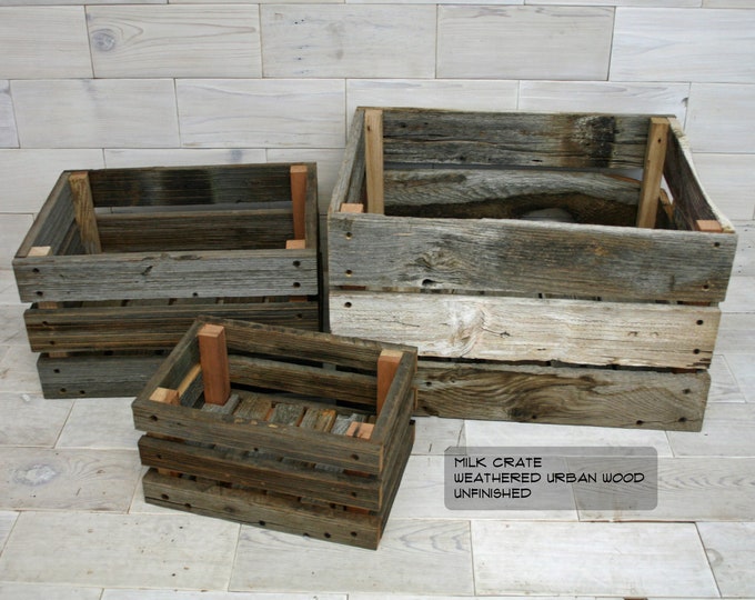 Barn Wood Milk Crate  |  choose your size