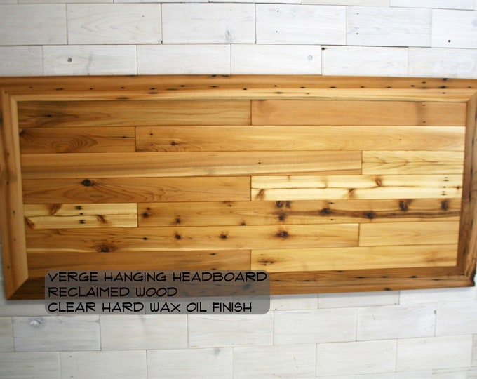 Reclaimed Wood Hanging Headboard Panel | all bed sizes | The Verge Remilled Design