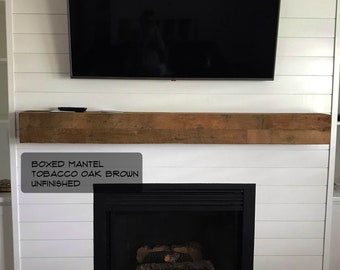 Fireplace Box Mantel | Barn Wood - Tobacco Oak | choose your size