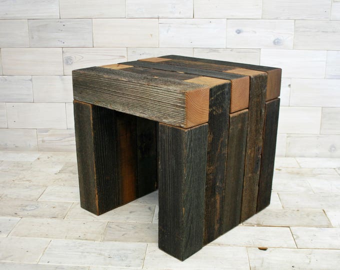 Reclaimed Barn Wood Chair or Side Table | Box Joint Design