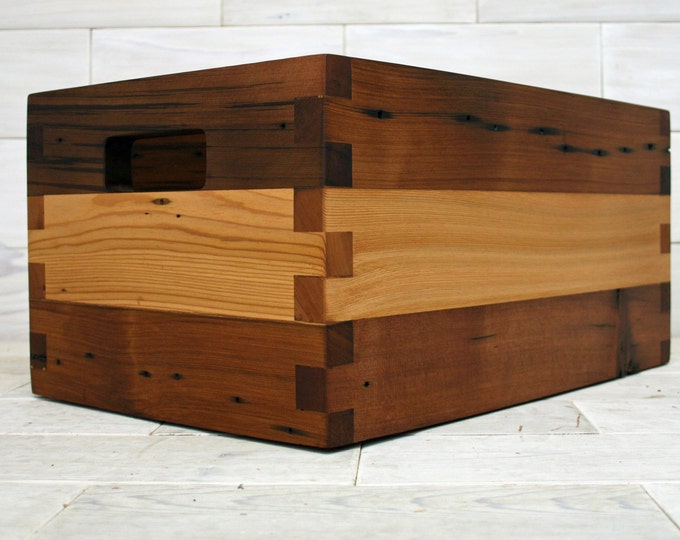 Reclaimed Cedar Box Joint Crate 18" x 12" x 9"