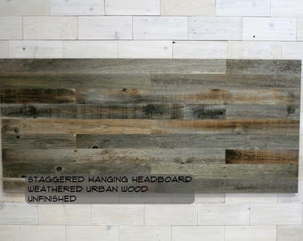 Barn Wood Hanging Headboard, or Headboard with Posts  |  choose your size  |  Weathered Staggered Design