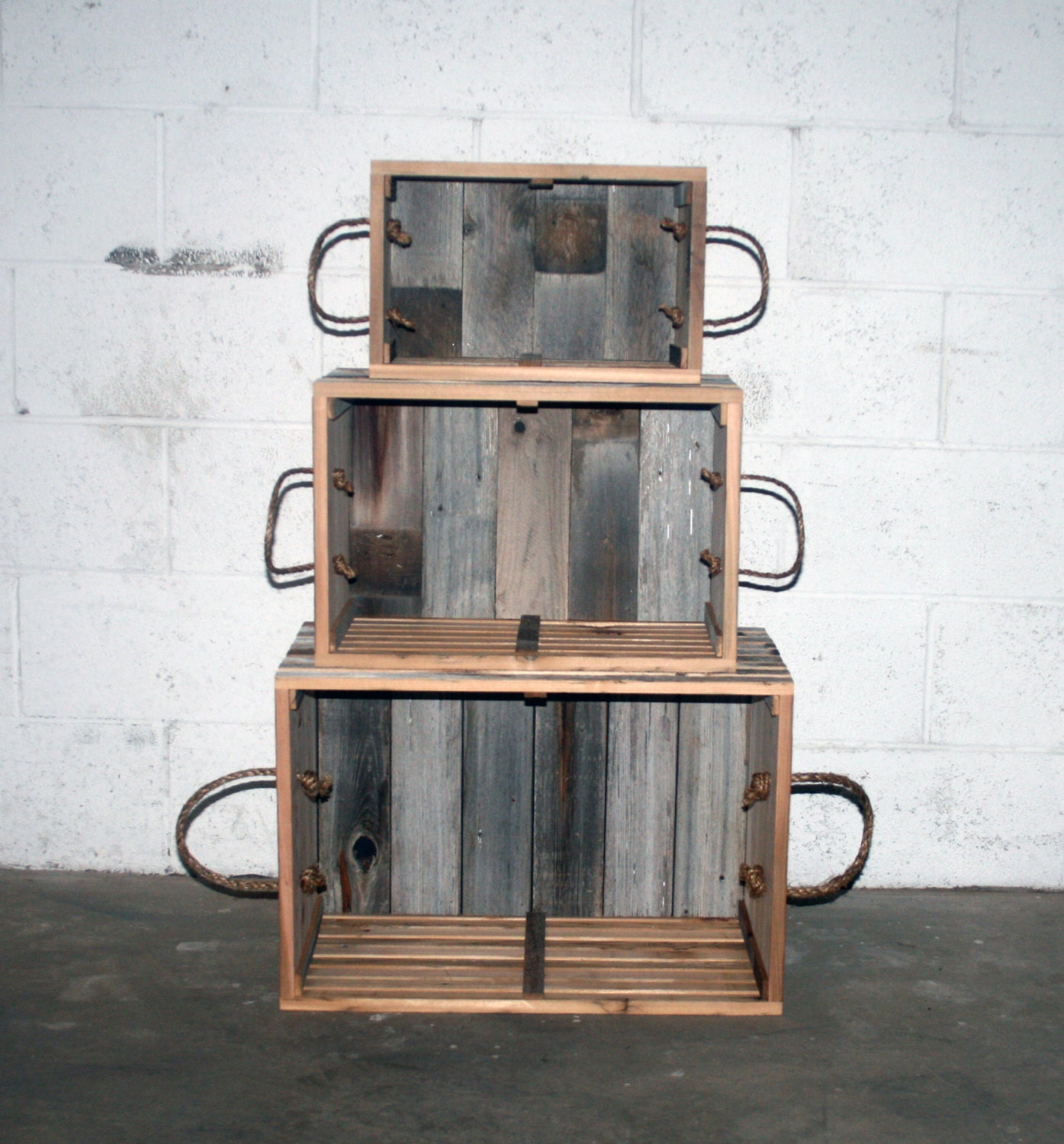 Nesting Barn Wood Slat Crate set of 3 crates Etsy