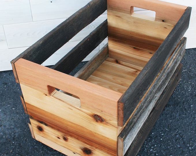 Reclaimed Barn Wood & Cedar Record Album Crate | Dichotomy Design