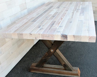 Reclaimed Wood Dining Table with Barn Wood "X" Legs