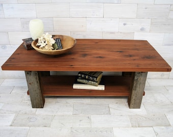 Reclaimed Redwood and Barn Wood Coffee Table | Dichotomy Design