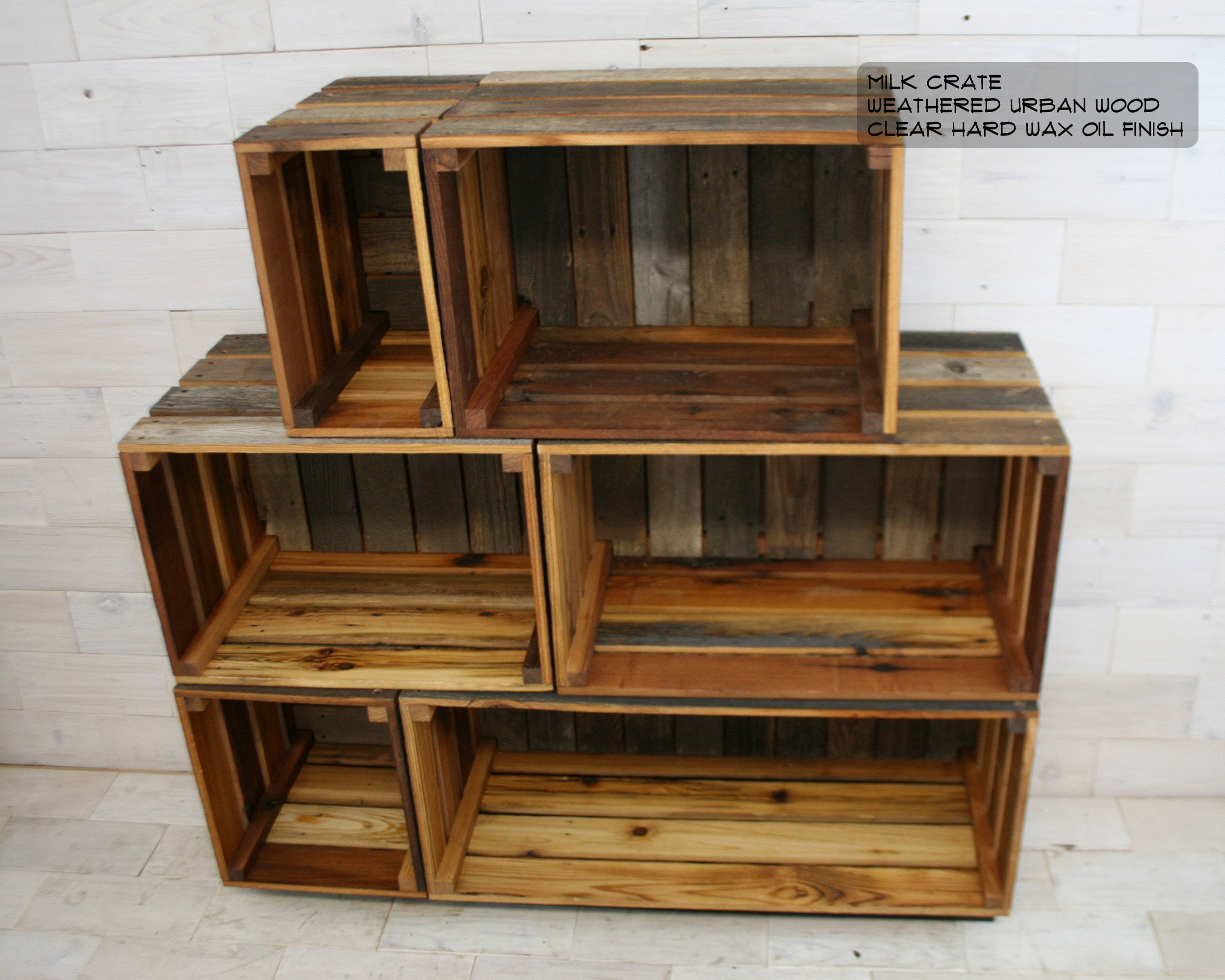 Wooden milk clearance crate bookshelf