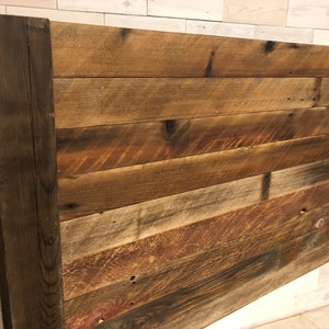 Reclaimed Wood Hanging Headboard, Headboard with Posts choose your size TimeWorn Horizon Design image 4