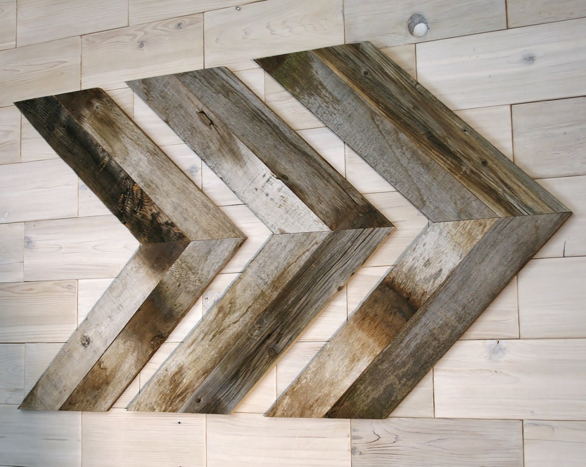 Barn Wood Chevron Wall Decor set of 3 - Etsy