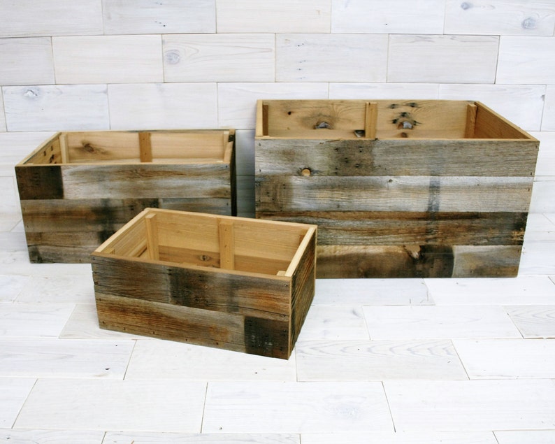 Barn Wood Storage Box | Choose Your Size - Etsy