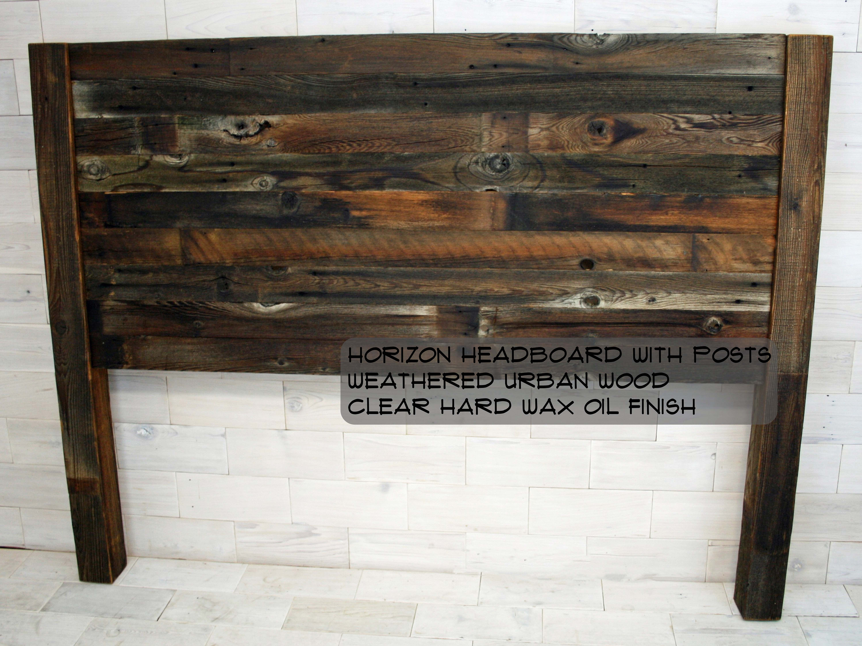 Barn Wood Headboard with Posts all bed sizes Texture Horizon Design