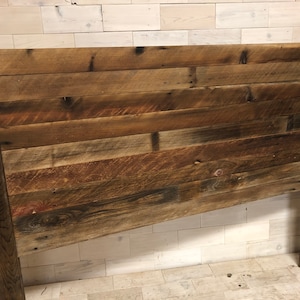 Reclaimed Wood Hanging Headboard, Headboard with Posts choose your size TimeWorn Horizon Design image 1