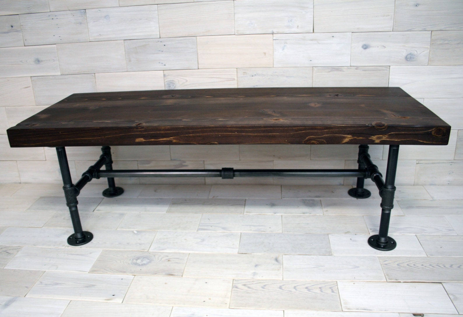 Reclaimed Wood Coffee Table With Steel Pipe Legs Etsy