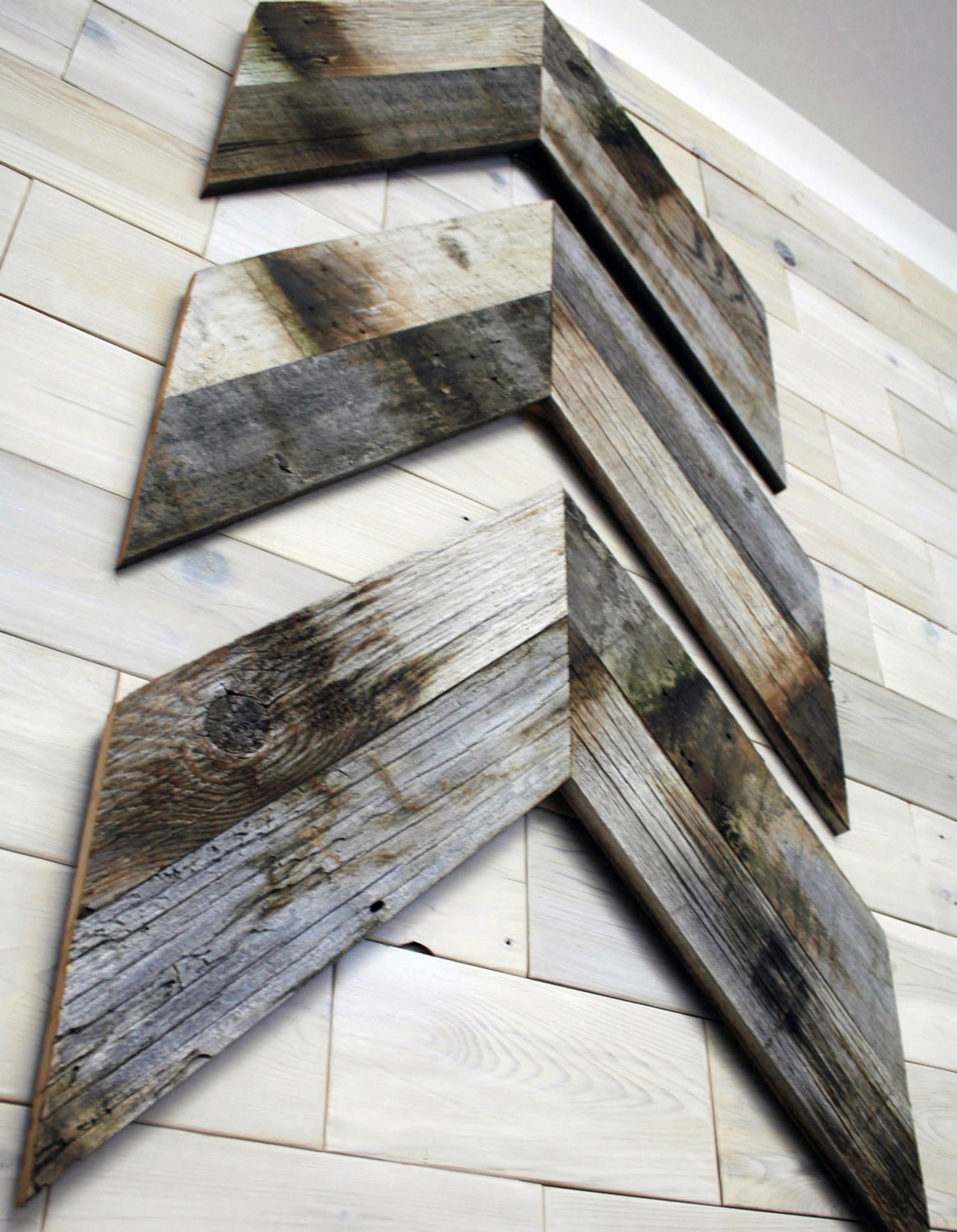 Barn Wood Chevron Wall Decor set of 3 - Etsy