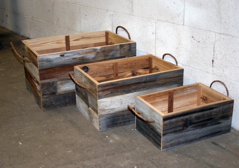 Barn Wood Storage Box | Choose Your Size - Etsy
