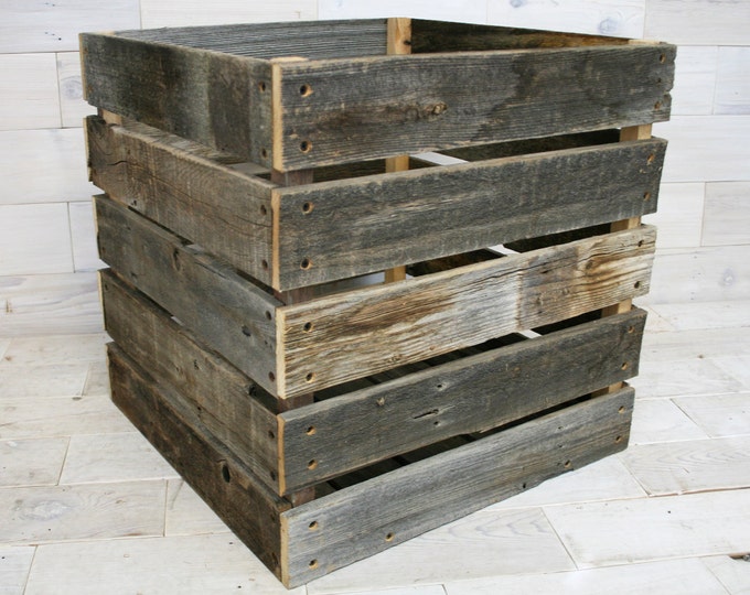 Reclaimed Barn Wood Milk Crate 20" x 20" x 20"