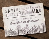 Tree Save the Date, Rustic Save the Date - The Birchbark Forest - save the date postcard, Forest, woodland wedding, typography, birchbark