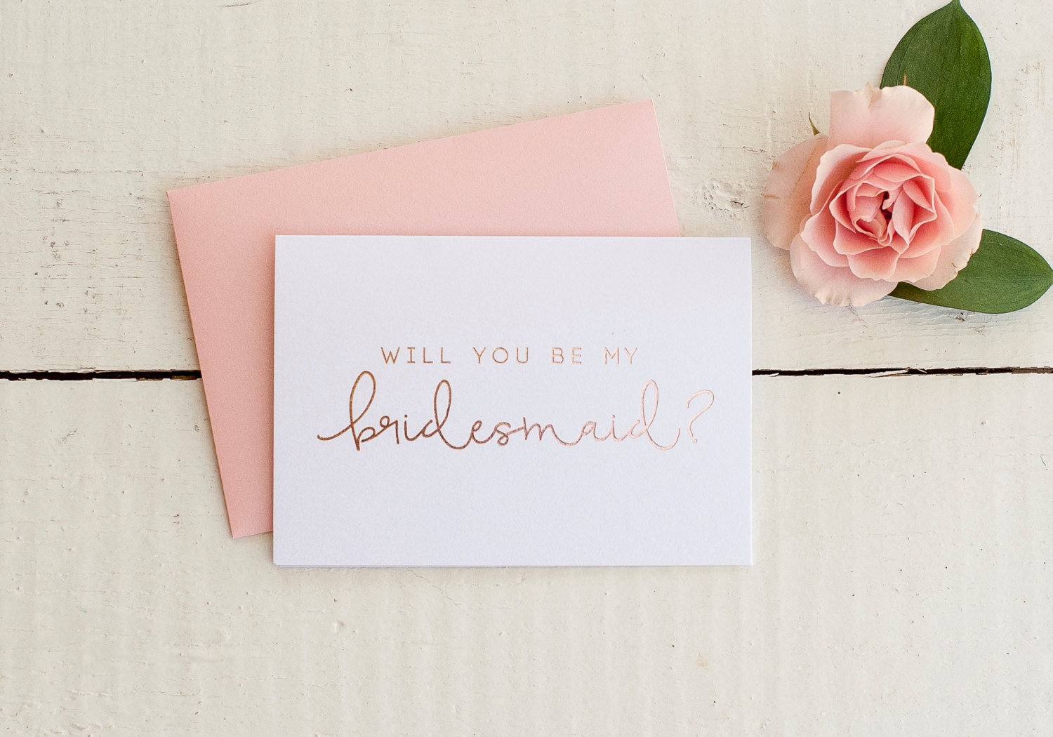Geo Blush Rose Gold Pack of 3 'Will you be my Bridesmaid Card' 