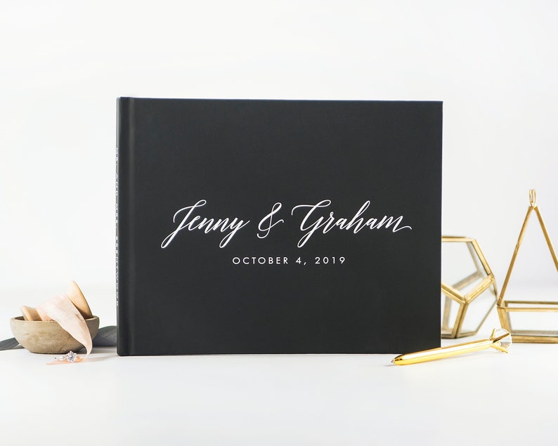 Black and White Wedding Guest Book Modern Guest Book Etsy