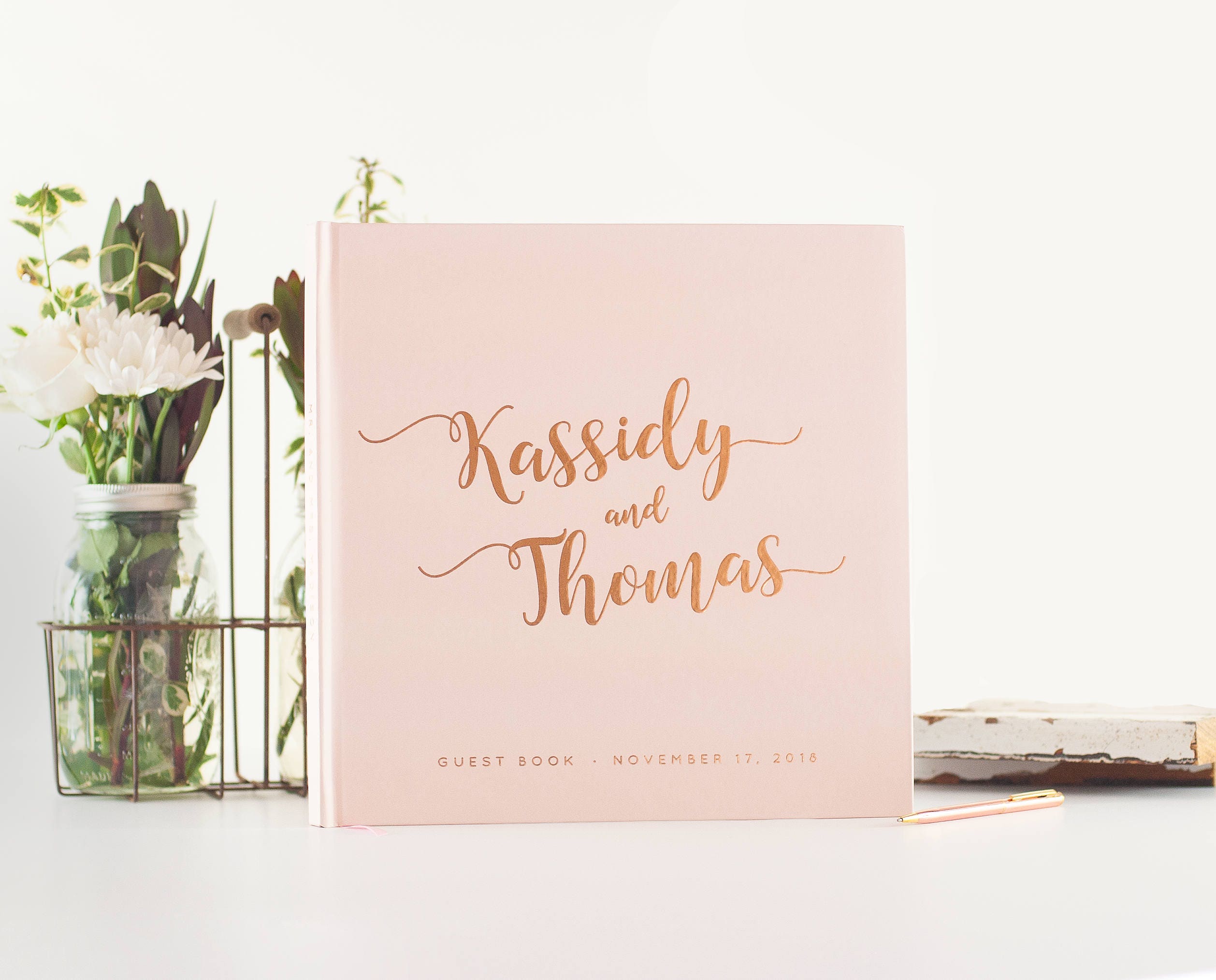 rose gold wedding guest book wedding guestbook wedding guest sign in book wedding