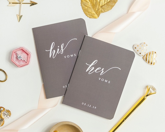 Wedding Vow Books Gray /& Pink Renewal of Vows