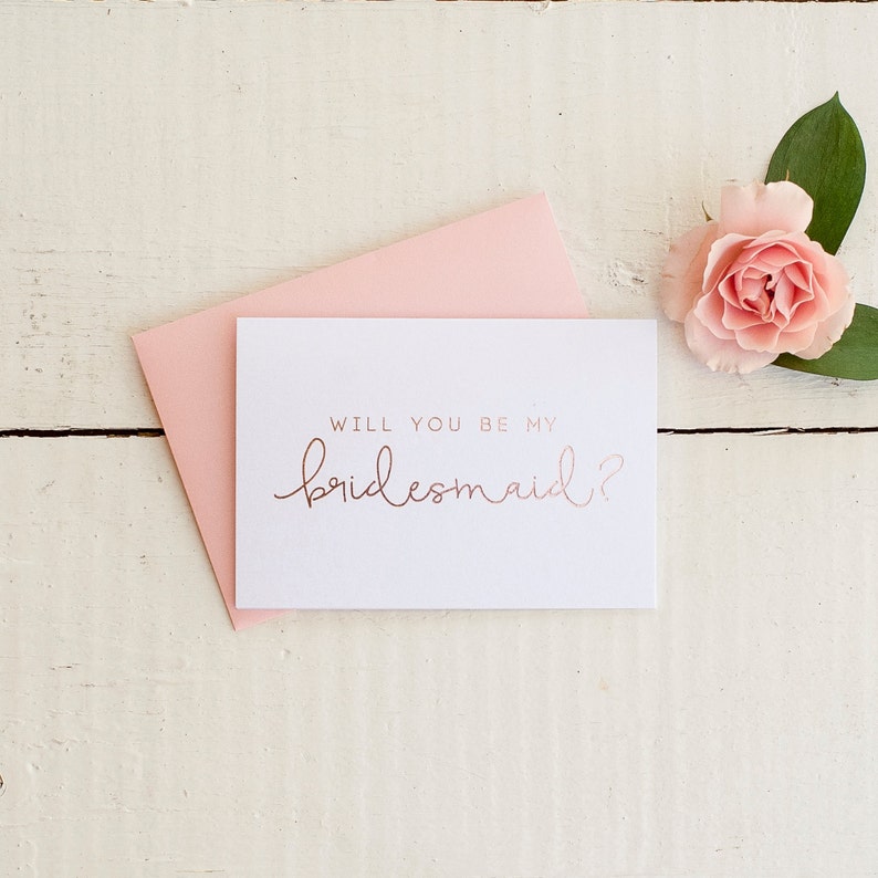 Rose Gold Foil Will You Be My Bridesmaid Card Bridal Party Etsy
